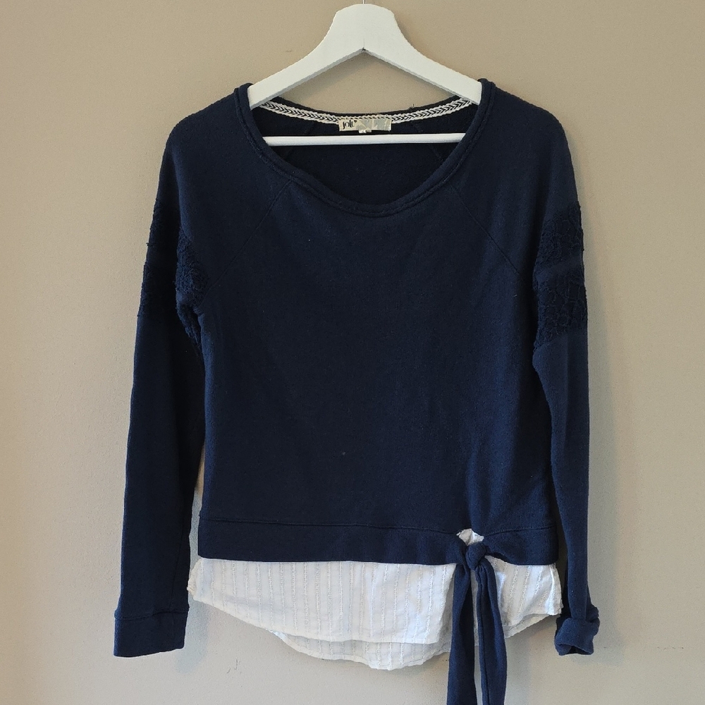 Jolt Navy Blue Layered Blouse
